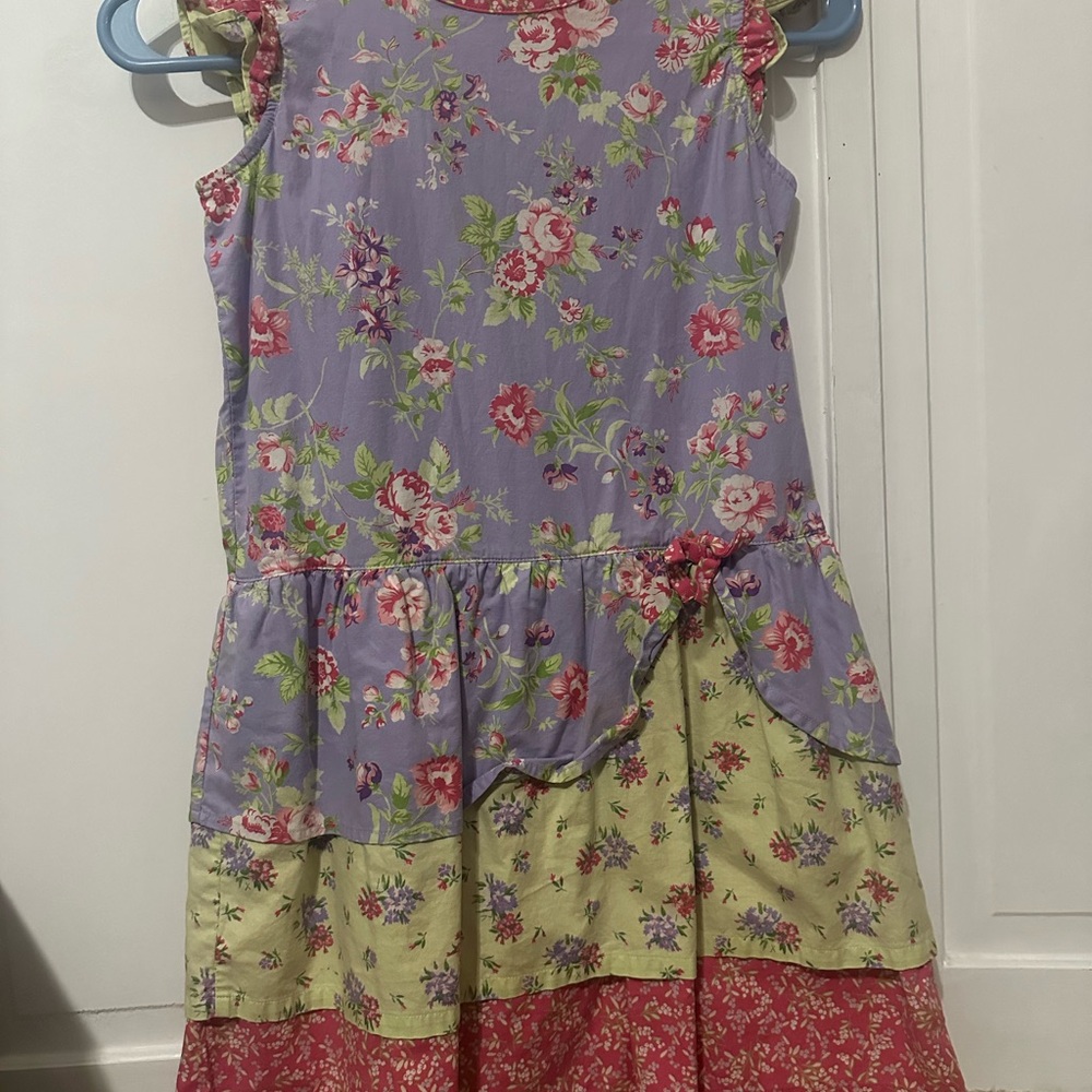 Hanna Andersson Girls Floral Tiered Dress 100% Cotton